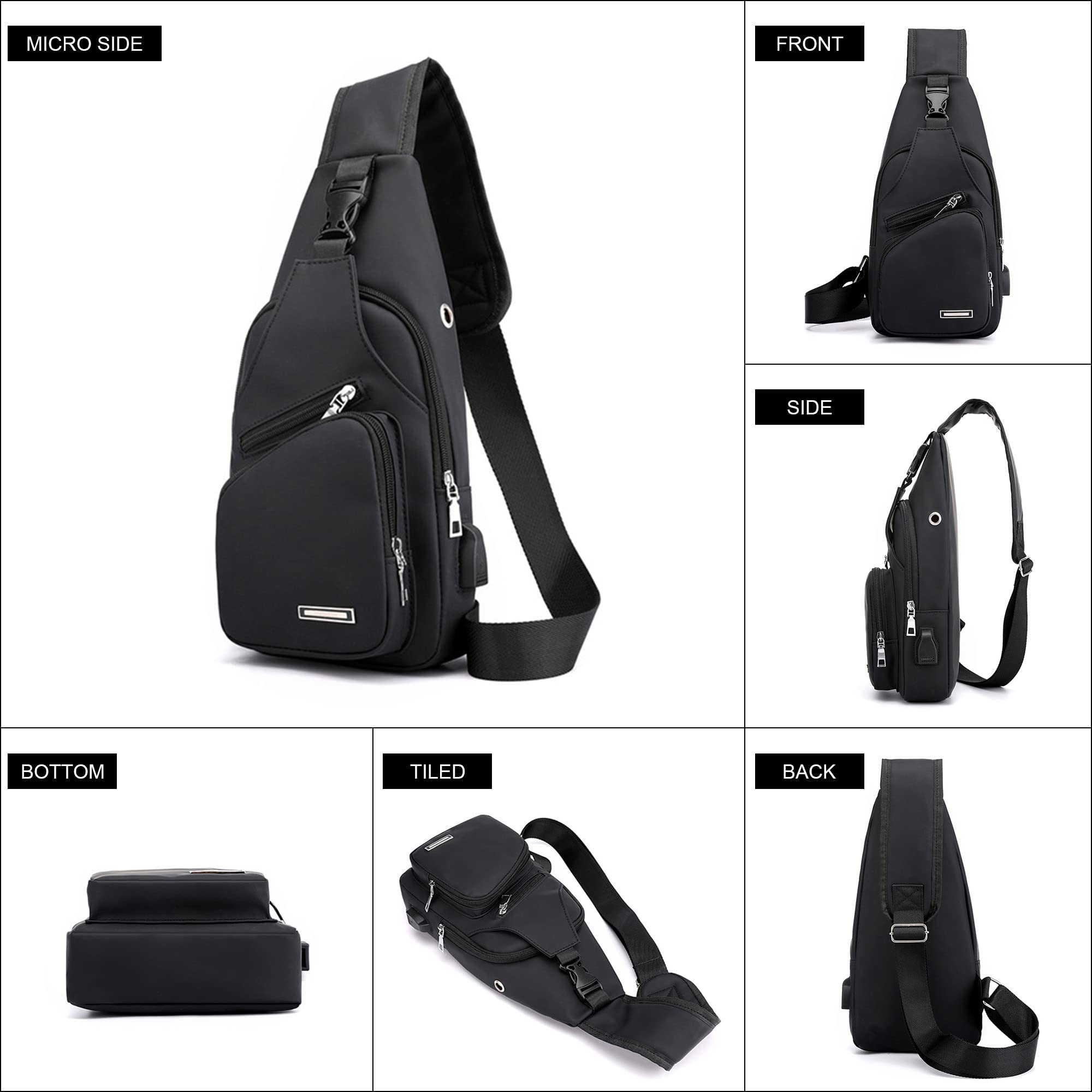 GUSTAVE Cross Body Bag for Men and Boys with Cable Vent, Durable Shoulder Bag with Adjustable Strap One Side Bag for Commuting Travel Outdoor Activities Cycling GUSTAVE Cross Body Bag for Men and Boys with Cable Vent, Durable Shoulder Bag with Adjustable Strap One Side Bag for Commuting Travel Outdoor Activities Cycling